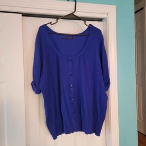 Maurices Blue Boxy 3/4 Sleeve Cardigan